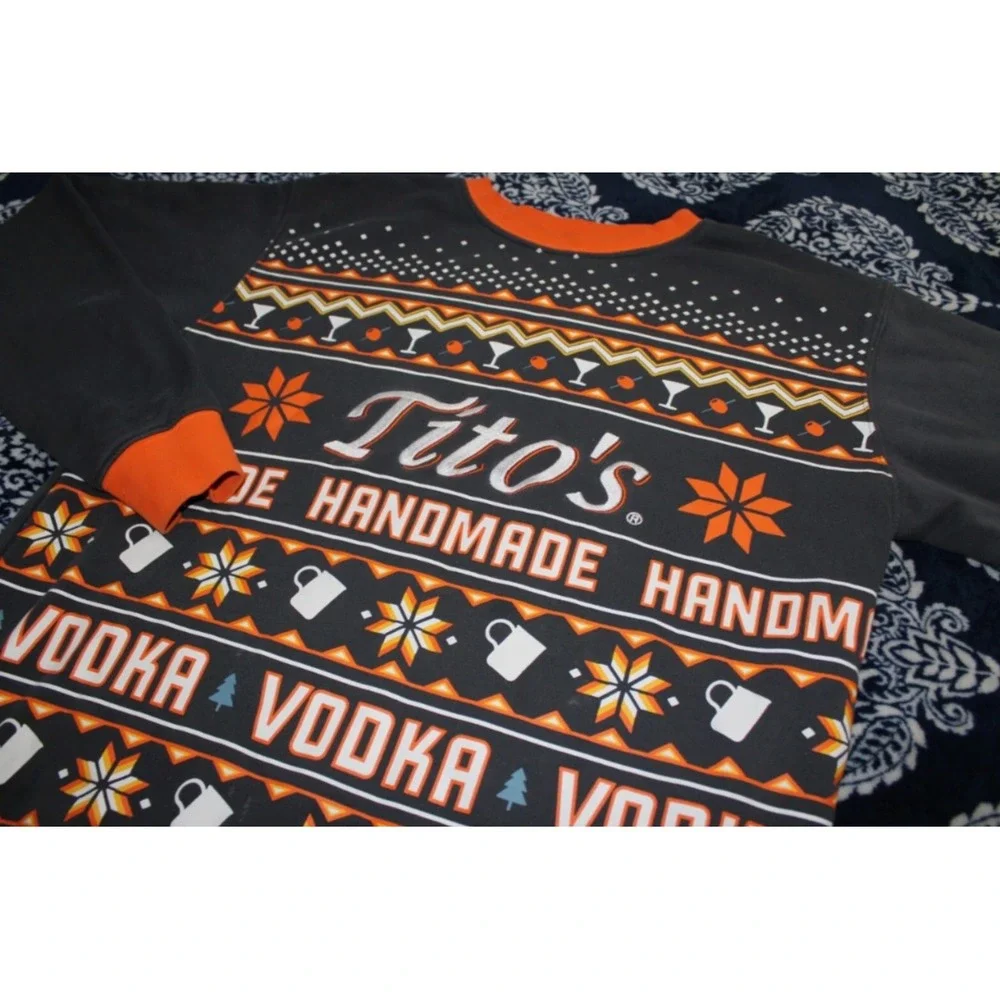 Tito's Handmade Vodka Ugly Christmas Sweater Sweatshirt Mens SMALL - Liqour